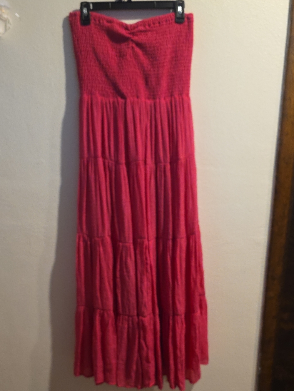 Hyfve Deep Pink Strapless Gauzy Feel Maxi Dress